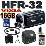 Canon VIXIA HF R32 Full HD 51x Image Stabilized Optical Zoom Camcorder--Wi-Fi Enabled with 32 GB lnternal Drive Dual SDXC Card Slots and 3.0 Touch LCD + Case +16GB SDHC Card + Card Reader Starter Kit + More!!!!! 5975B003