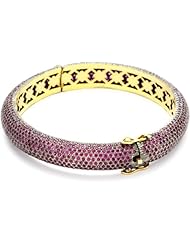 Shery Shabani "Red Carpet" Pink Sapphire Gold and Silver Bangle Bracelet