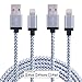 Sundix 2 Pack 6FT Tangle Free Long Nylon Braided Lightning Cable 8 Pin USB Charging Cord with Aluminum Connector for iPhone 6/6s/6 plus/6s plus, 5c/5s/5, iPad Air/Mini,iPod Nano/Touch,iPhone SE(white)