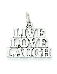 14K White Gold Polished Live Love Laugh Charm Jewelry