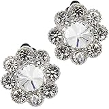 Crystal Clip On Earrings-14 KT White Gold Filled Crystal Flower Clip on Earrings- Austrian Crystal by gemgem Jewelry