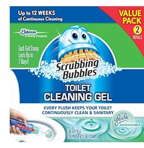 Scrubbing Bubbles Toilet Gel Rain Shower, 1 Dispenser and 12 Gel Stamps