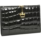 Budd Leather Crocodile Bidente Slim French Purse with Clip Closure