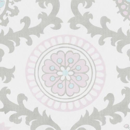 Pink and Gray Rosa Crib Skirt 20-Inch Two-Pleat with 4-Inch Trim