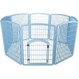 IRIS Plastic Exercise/Containment Pet Pen, 8 Panels, Blue