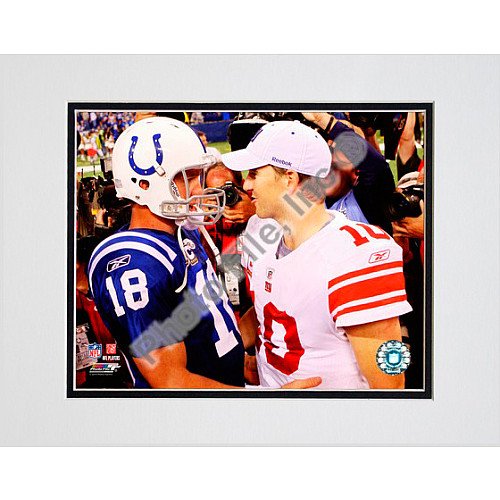 Photo File Indianapolis Colts Peyton Manning and New York Giants Eli Manning Matted Photo