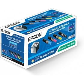 ECONOMY PACK SET - Epson Aculaser laser toner cartridge black cyan magenta yellow C1100 C1100N C1100N C1100N CX11N CX11NF CX11NFC CX21N S050268 C13S050268