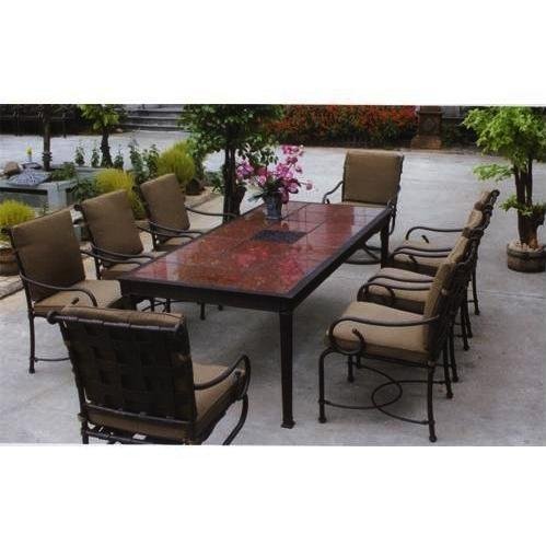 Darlee Malibu 90 Inch Rectangular Granite Cast Aluminum Dining Set With Cushions product image