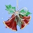 Pack of 6 Snowfall Valley Double Red Bell Glass Christmas Ornaments