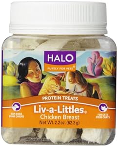 Halo Liv-a-Littles Natural Treats for Dogs and Cats, Freeze-Dried Chicken Breast Protein, 2.2-Ounce