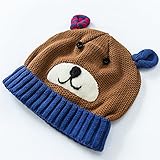 MORGEN SKY 子供用ニット帽 キッズハット ニットキャップ 耳つき 型番1611J (S(頭周り：40-46cm）, コーヒー)