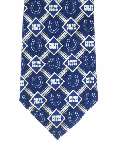 Eagles Wings Indianapolis Colts Pattern Silk Necktie, Blue/White