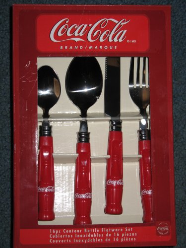 COCA-COLA Flatware/16 pc Set/STAIN Resistant STAINLESS Steel/SILVERWARE/Tableware/COKE Bottle On Sale