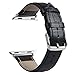 TOROTOP for Apple Watch Band 38mm, Genuine Leather Crocodile Pattern Watch Band Black Replacement Strap with Silver Deployment Clasp for 38mm Apple Watch Series 1 Series 2 Series 3 Model
