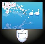 Swans and Cherry Blossoms Decorative Night Light
