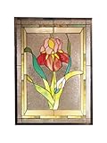 Dale Tiffany SC0056 Pink Iris Art Glass Window Panel , 18-Inch by 24-Inch