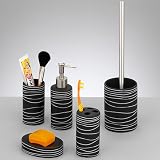 Badset 5tlg Badezimmer Bad Set Seifenspender WC schwarz