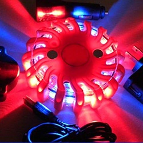 BLUE RED RECHARGABLE WATERPROOF LED MAGNET SAFETY FLARE with 9 OPERATING MODES + LED FLASHLIGHT SET and FREE BATTERY CHARGER!