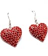 Red Love Heart Chunky Bling Crystal Stone Earrings
