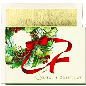 Ribbon Wreath Holiday Cards -