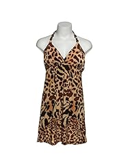 Halter Leopard Print Jersey/Polyester/Spandex Beaded  Dress