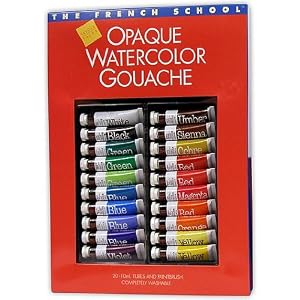 Sennelier-The-French-School-Opaque-Watercolor-Gouache-Tube-Sets-set-of-20-in-case-with-brush