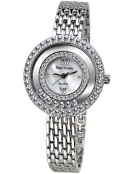 Gemorie Women Fashion Round Shape Cubic Zirconia Watch with Steel Band in Rhodium Plating (129003)