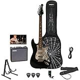 Sawtooth ST-ES-SPIDER-KIT3-BKC ES Electric Guitar Rockin' Beginner's Pack with Chrome Pickguard