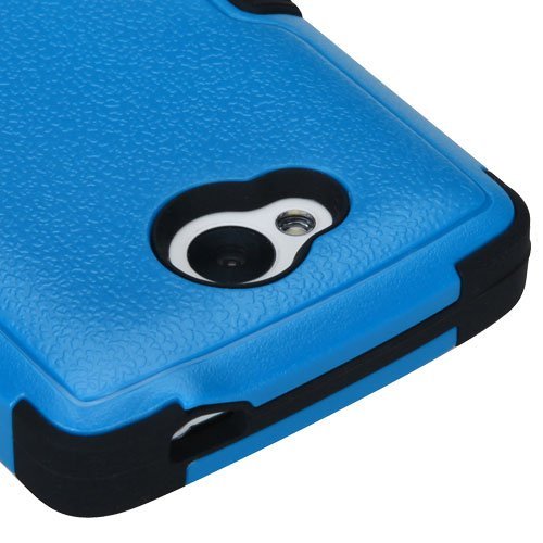 LuckyPhone Slim Fit Hybrid Triple Layer Tuff Verge Merge Shield Hard Cover Case Protector with Kickstand for LG Tribute Bundle with Screen Protector and Stylus - Blue/Black