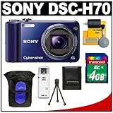 Sony Cyber-Shot DSC-H70 Digital Camera (Blue) with 4GB Card + Case + Access ....