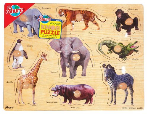 Buy Shure – Zoo Animals Wooden Knob puzzle