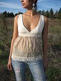 Sleeveless Top w/ Printed Voile and Crochet Bronze