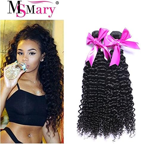 Ms Mary 3 Bundles 300grams Mix Grade 7A unprocessed virgin peruvian Hair Bundles Kinky Curly Wave hair weave Remy Human Hair Extensions Natural Black Color(18"18"20")