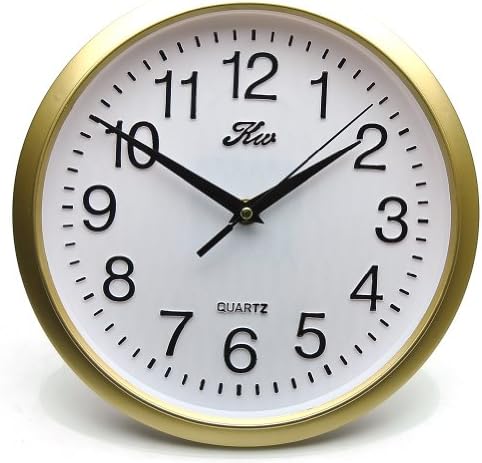 Deedo Modern Non Ticking Silent Quartz Analog Digital Wall Clock (Gold)