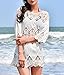 Yonala Womens Lace Floral Hollow Out Beachwear Bikini Cover Up Dress, White, One size