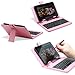 Fosmon Leather Case with USB Keyboard and Stylus for Zeepad 7.0 - Pink