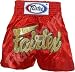 Fairtex Red Satin with Mesh and Laces Muay Thai Shorts - Size: L