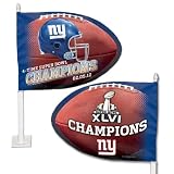 New York Giants Super Bowl XLVI Champions Football Shaped Car Flag