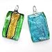 Lampwork Aqua Glass Silver Foil Green & Yellow Rectangle Pendant 45mm Image