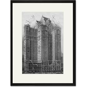 Black Framed/Matted Print 17x23, City Investing Building