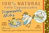 Broody Chick Disposable Bibs (100% Natural / Fully Compostable, 32 Pieces, One Size)
