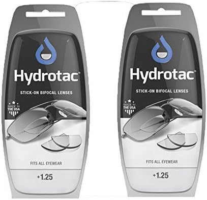 Hydrotac OPTX 20/20 Stick On Magnification Reusable Bifocal Lenses - +1.25 Diopter (Pack of 2)