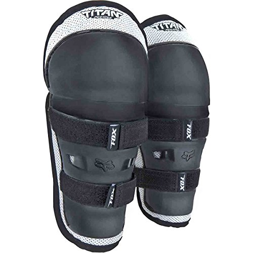 Fox Racing PeeWee Titan Youth Knee/Shin Guard Dirt Bike Motorcycle Body Armor - Black/Silver / One Size Fox Racing PeeWee Titan Youth Knee/Shin Guard Dirt Bike Motorcycle Body Armor - Black/Silver / One Size
