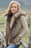 Women's Hazel Longhaired Beaver Fur Vest with Raccoon Fur Trim