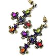 Goldtone Multi Colored Crystal Cross Dangle Earrings Fashion Jewelry