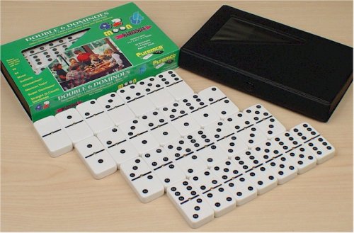 Childrens Toyshop  Toys : Double 6 Tournament Black Dot Spinner Domino Set