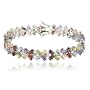 Sterling Silver Multi-Gemstone and Diamond Accent Flower Bracelet, 7.25"
