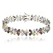 Jewelry : Sterling Silver Multi-Gemstone Flower Bracelet w/ Diamond Accents, 7.25"