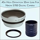 .45x High Definition Wide Angle Camera 55mm Lens For Nikon CoolPix 5700