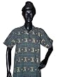 Meditation Tunic Powder Blue Yoga Printed Cotton Kurti with Collar Neck Small Size